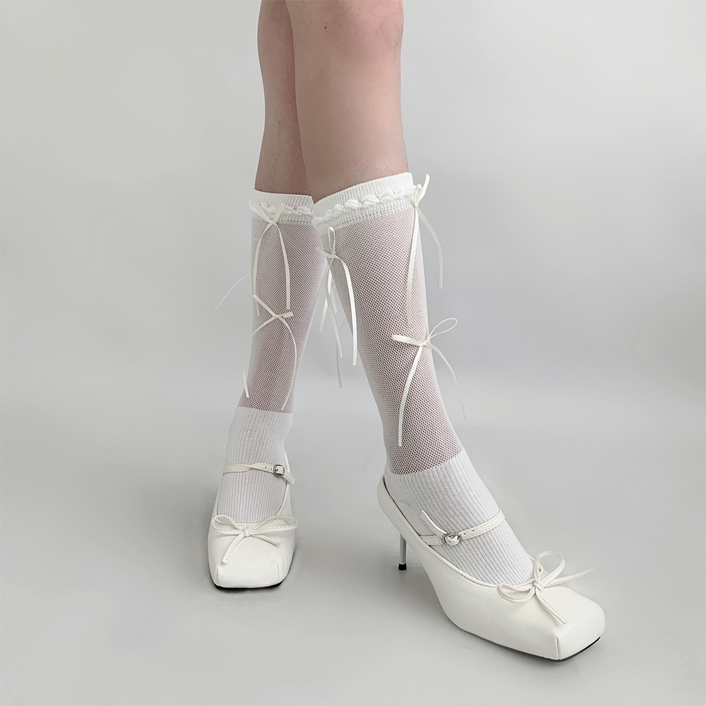Chic Silver Laced Ballet Socks