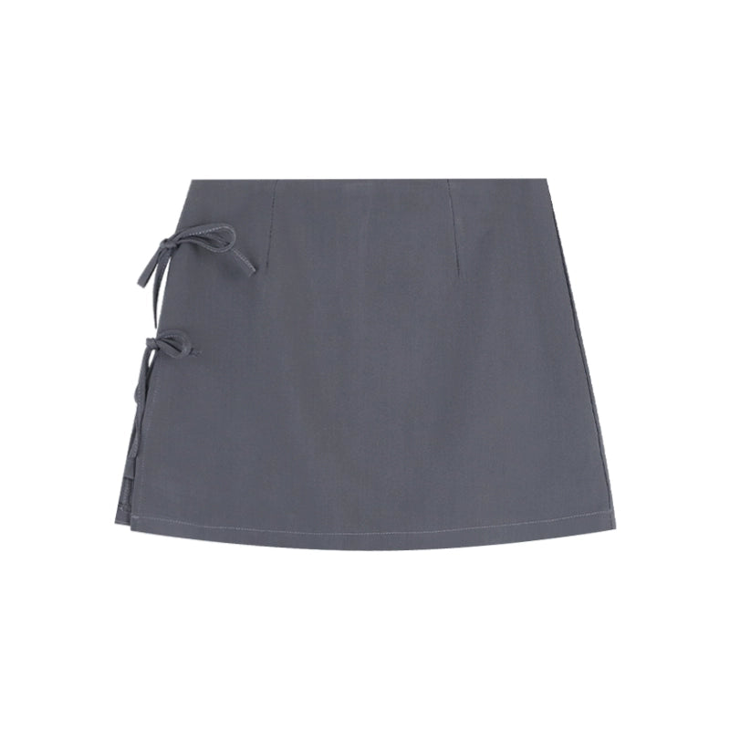 Bowknot Tie A-Line High-Waist Mini Skirt