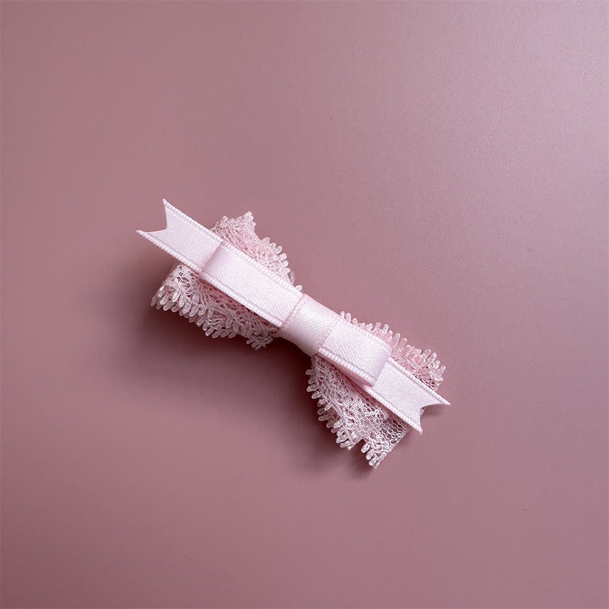 Soft Pink Lace Bow Clips