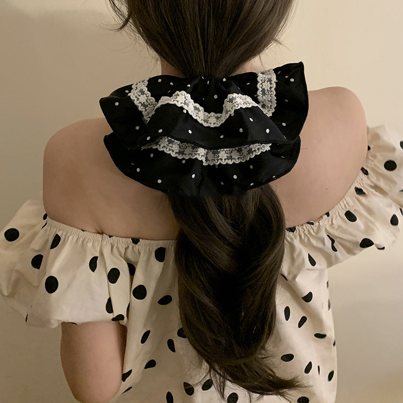 Polka Dot Lace Scrunchie