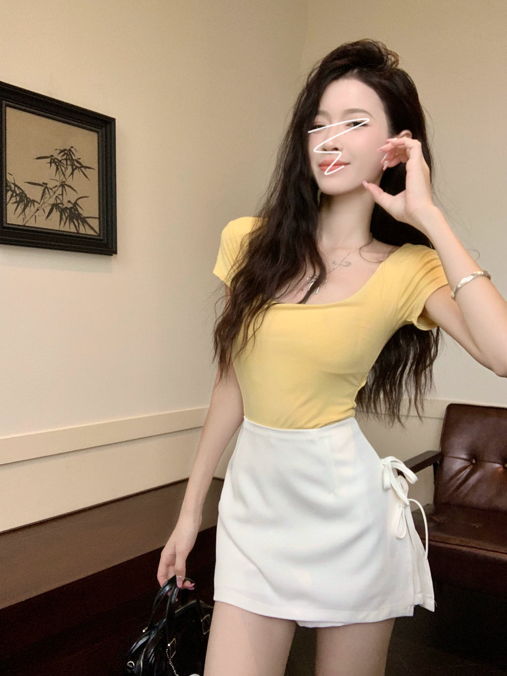 Bowknot Tie A-Line High-Waist Mini Skirt