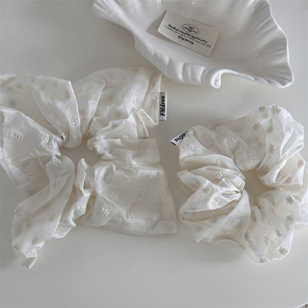 Elegant Floral White Scrunchie