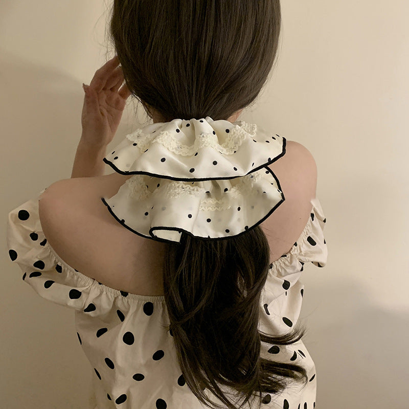 Polka Dot Lace Scrunchie