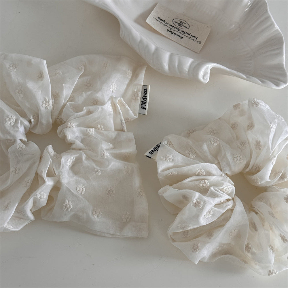 Elegant Floral White Scrunchie