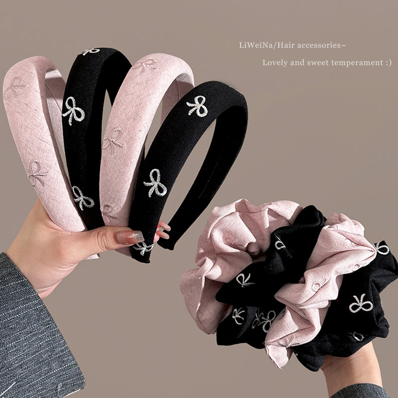 Sweet Bow Accent Headband Scrunchie Set