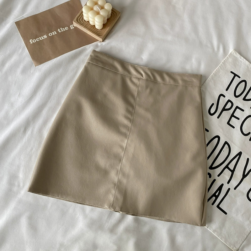 Earth Tone PU Skirt