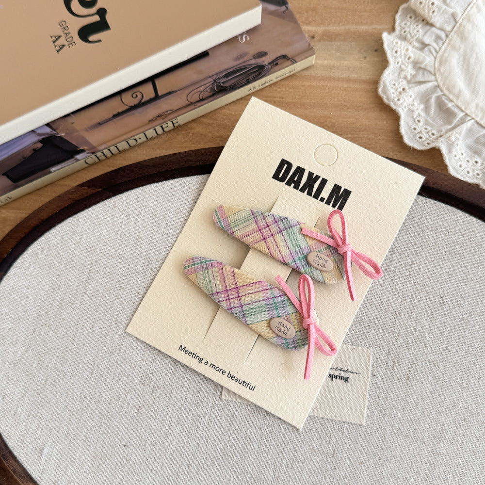 Pastel Plaid Hair Clip Set