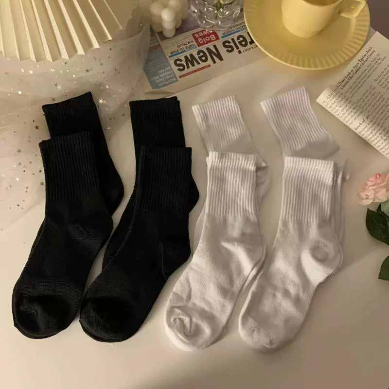Black White Plain Socks