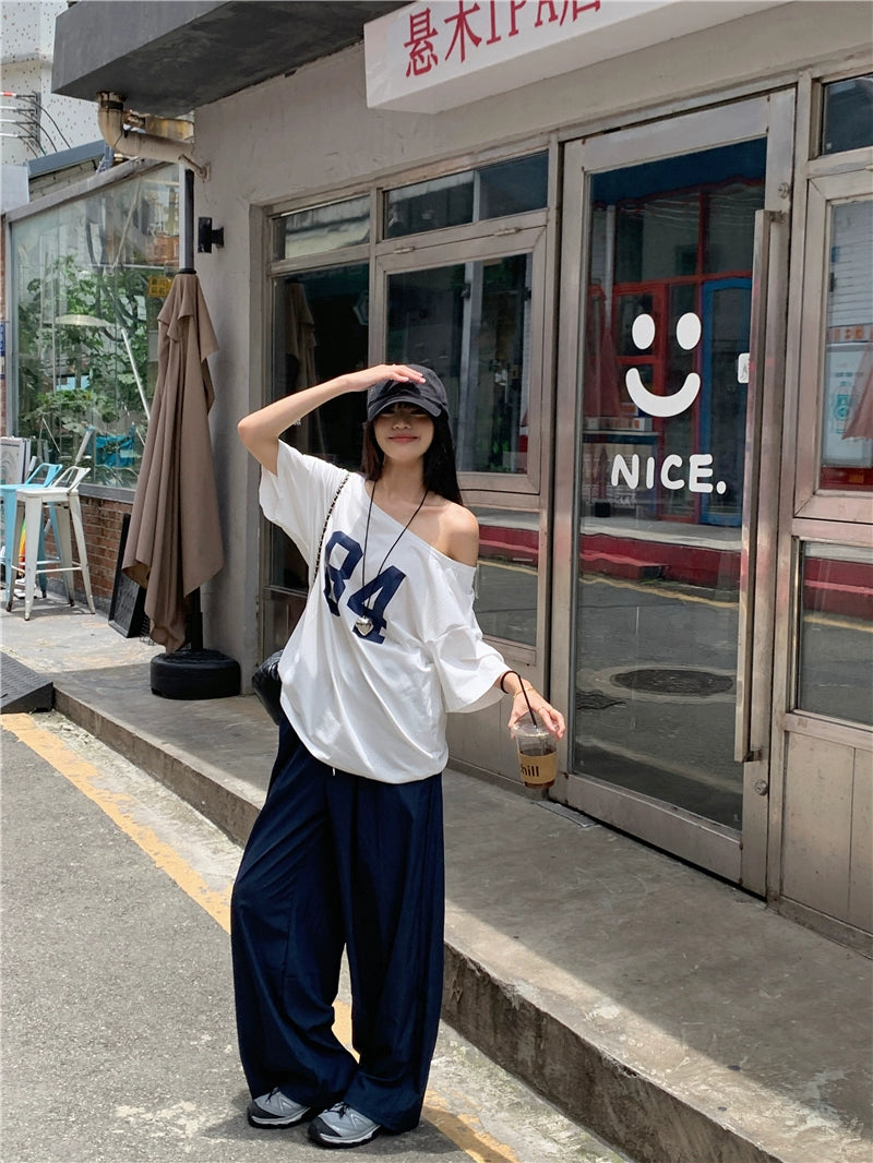 Off Shoulder Oversized Printed Top