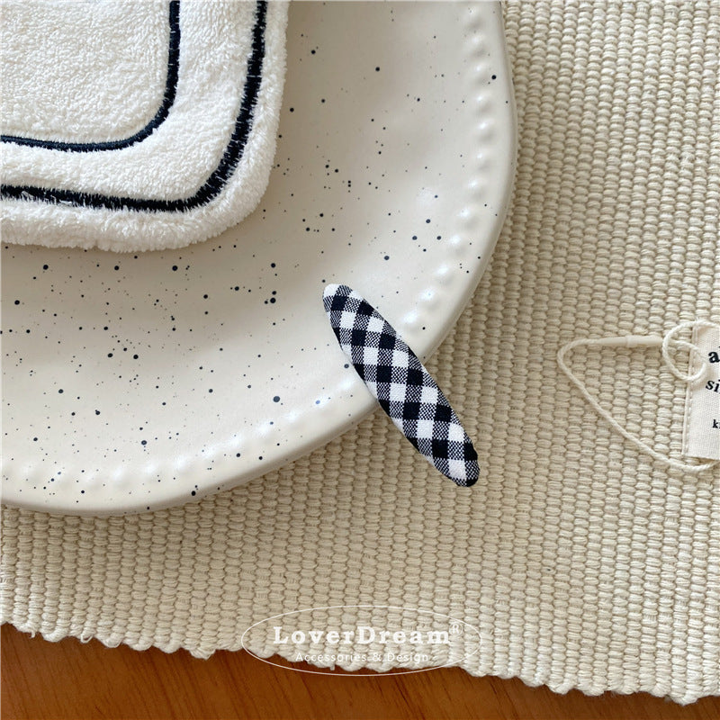 Black White Plaid Hair Clips