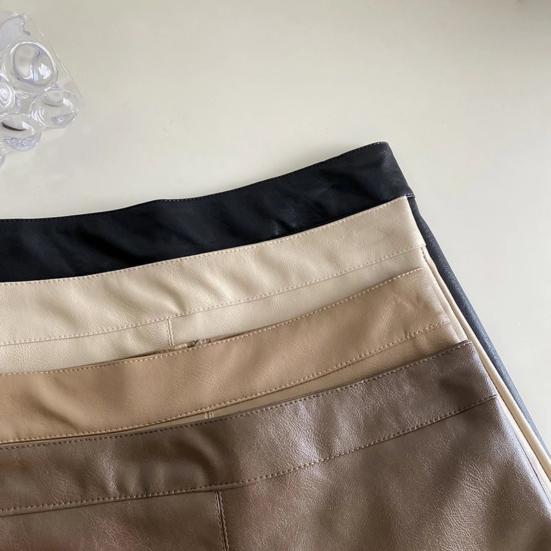 Earth Tone PU Skirt