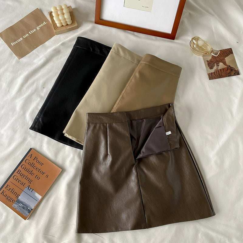 Earth Tone PU Skirt