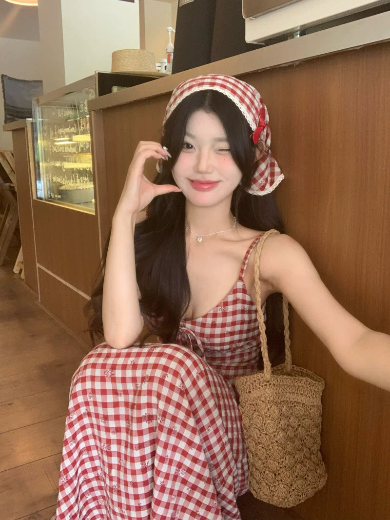 Checkered Open Back Dress