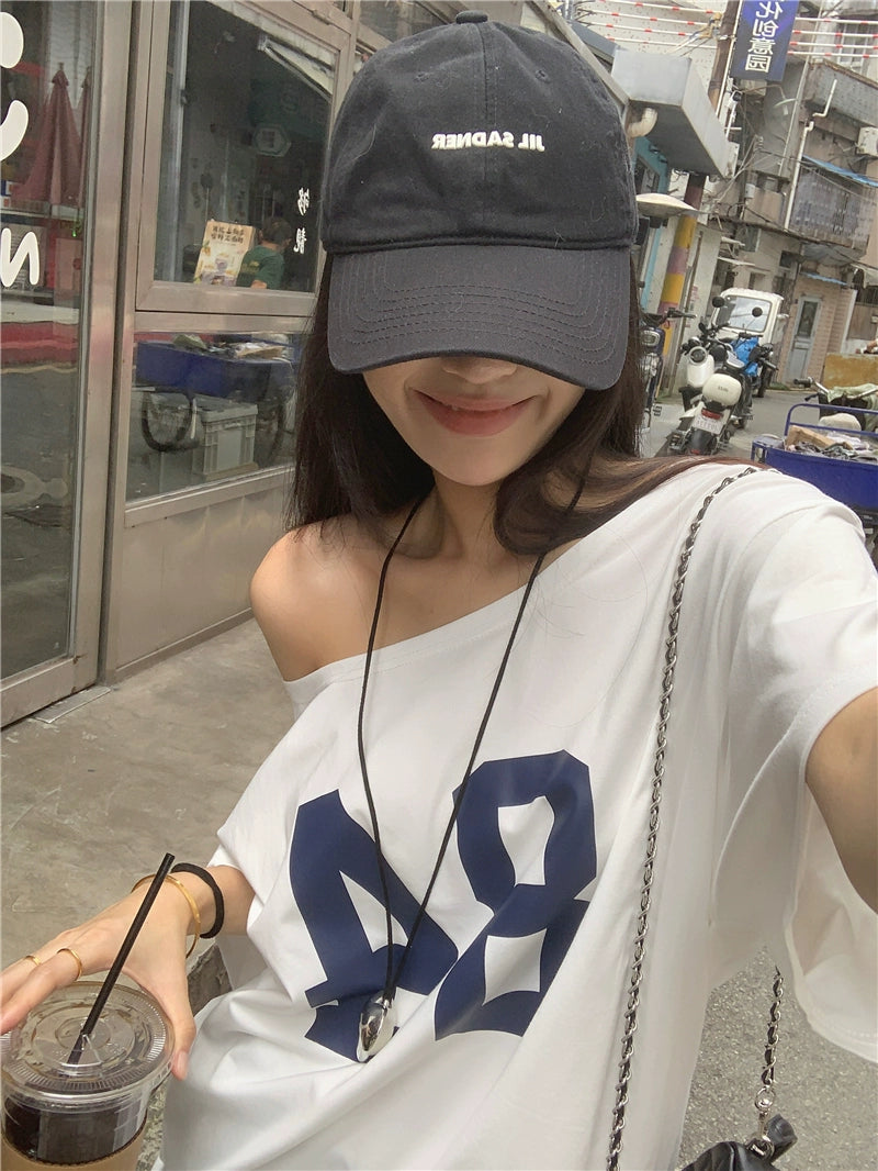 Off Shoulder Oversized Printed Top
