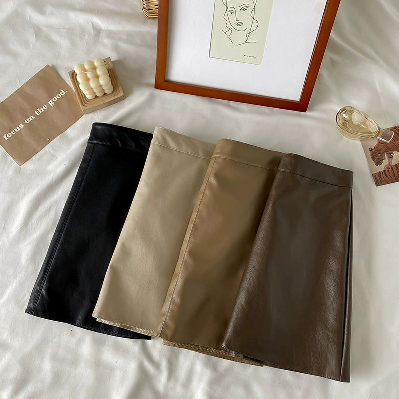 Earth Tone PU Skirt