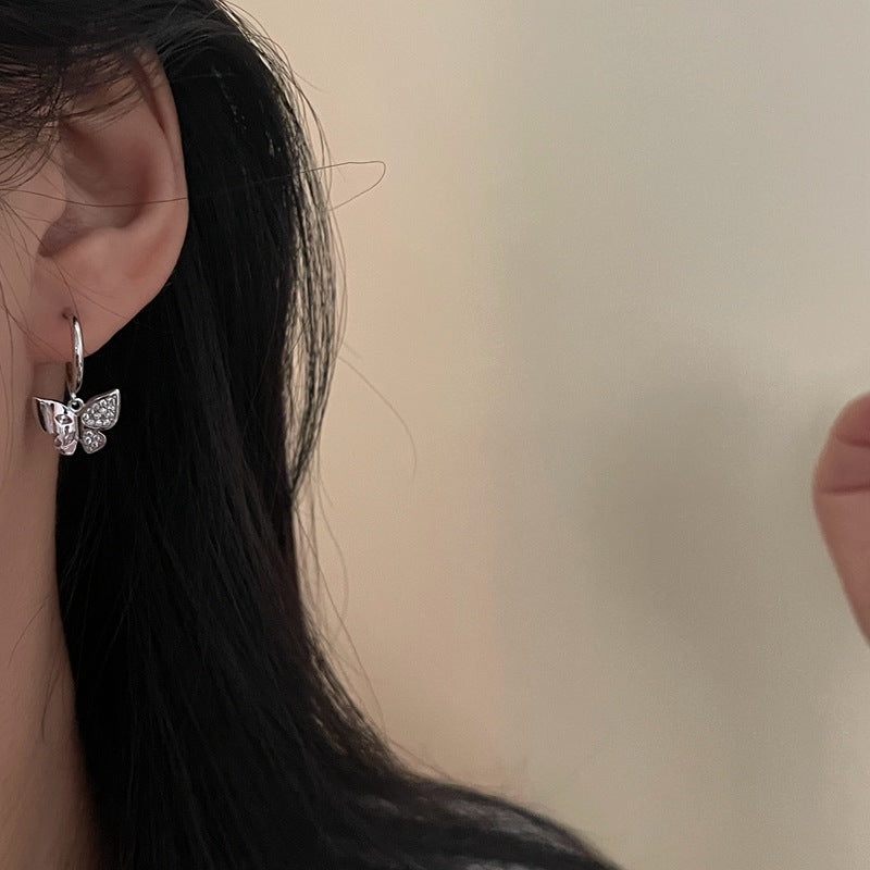 Mini Silver Butterfly Earring