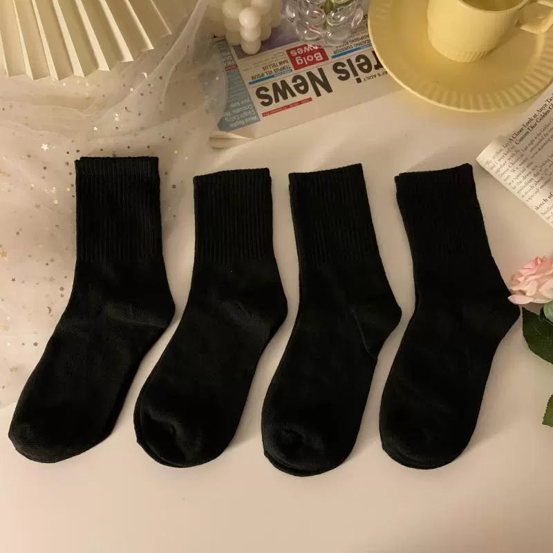 Black White Plain Socks