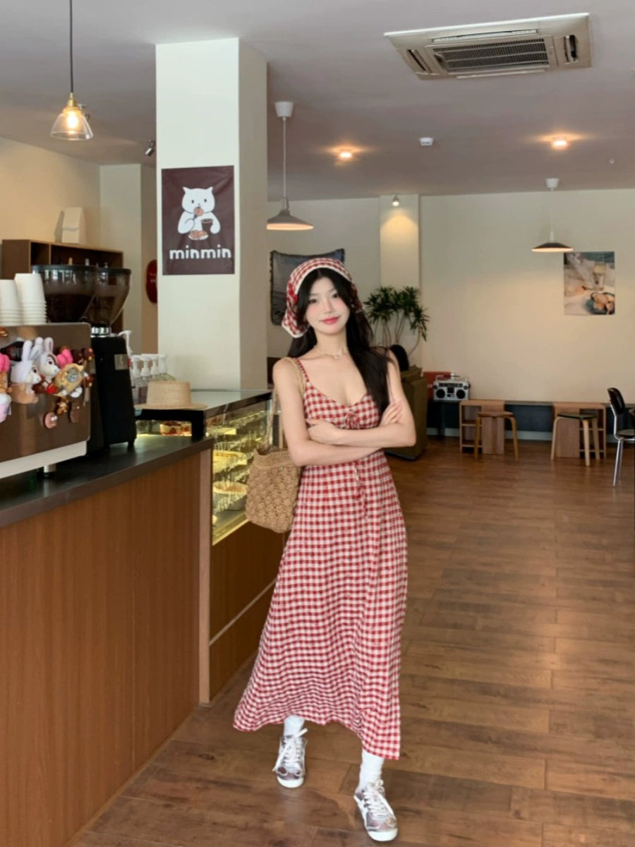 Checkered Open Back Dress