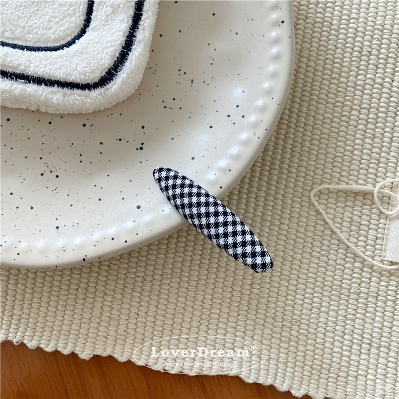 Black White Plaid Hair Clips