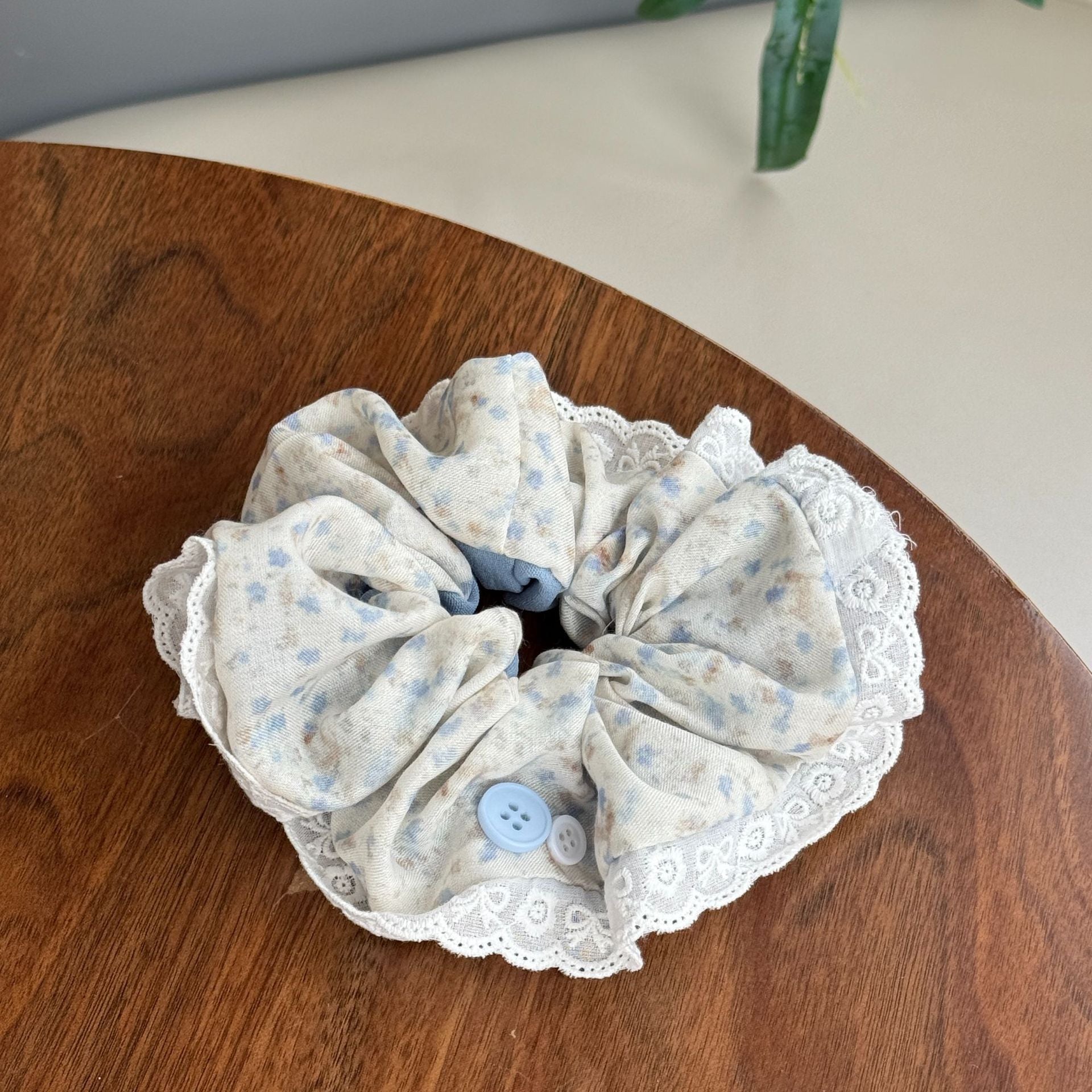 Delicate Lace Blue Scrunchie