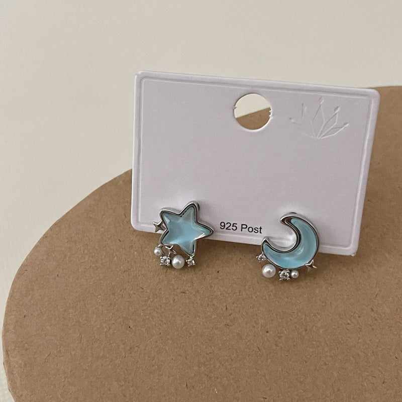 Moon Star Blue Earring