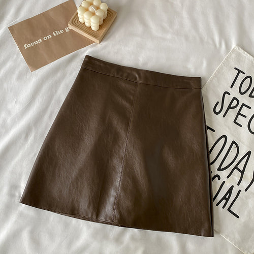 Earth Tone PU Skirt
