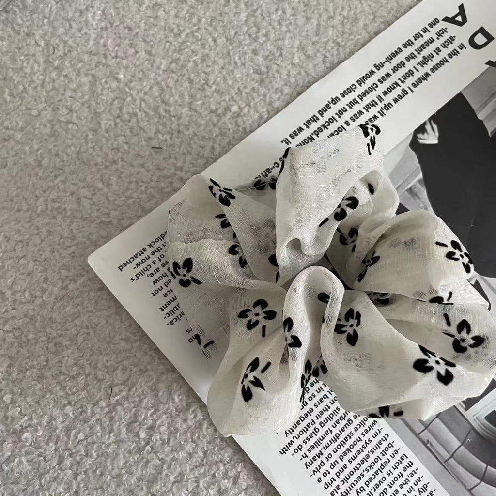 Floral Dotted Chiffon Scrunchies