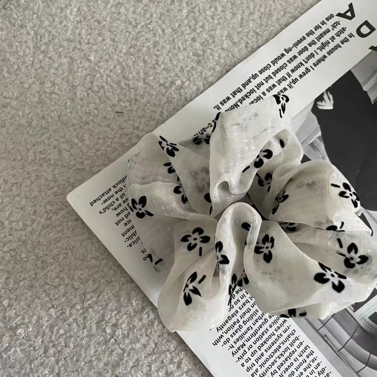 Floral Dotted Chiffon Scrunchies