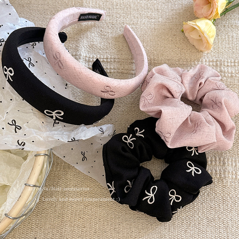 Sweet Bow Accent Headband Scrunchie Set