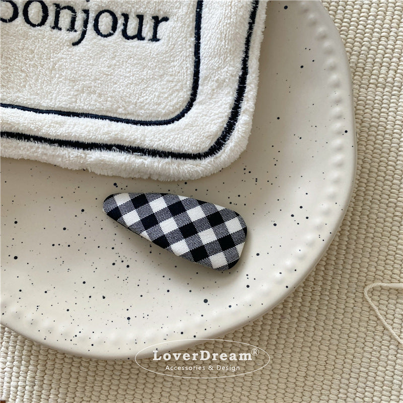 Black White Plaid Hair Clips