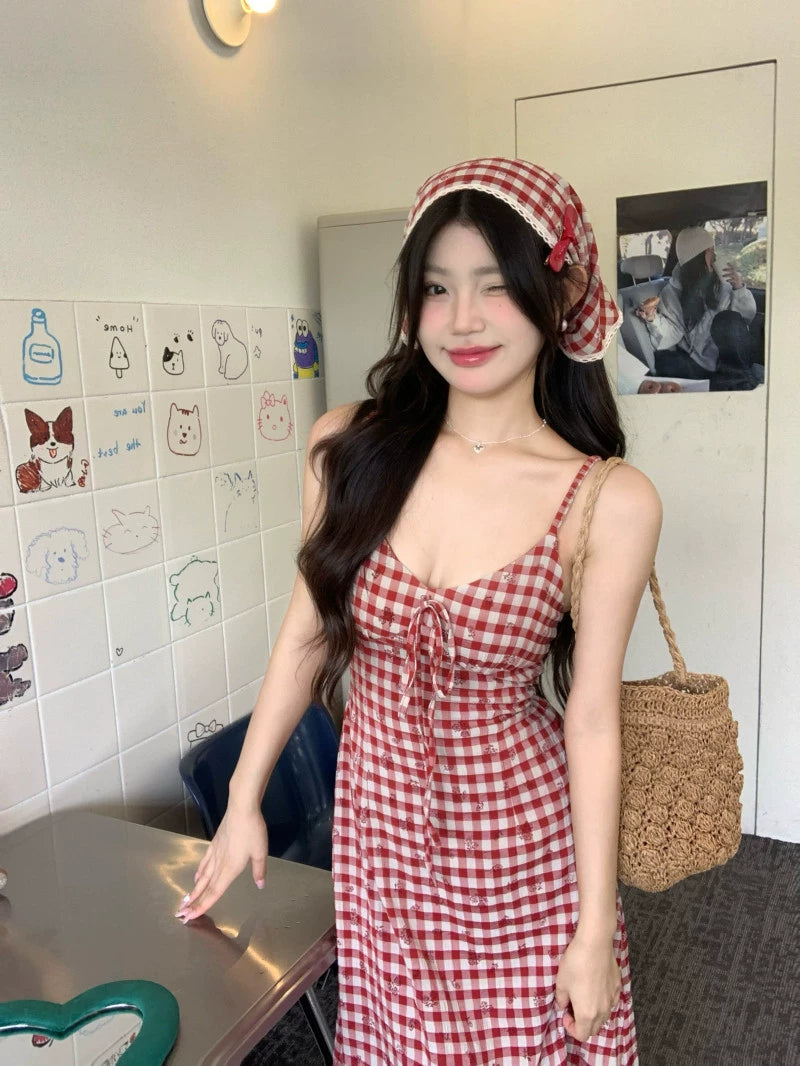 Checkered Open Back Dress