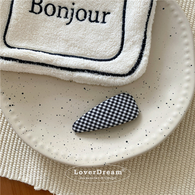 Black White Plaid Hair Clips