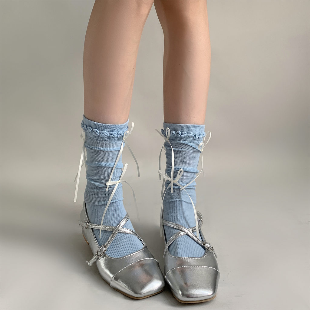 Chic Silver Laced Ballet Socks