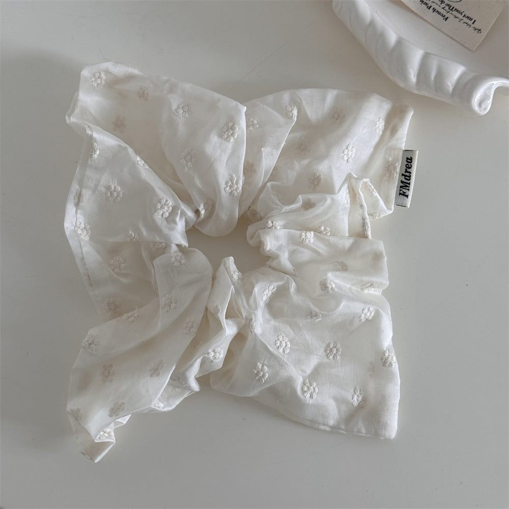 Elegant Floral White Scrunchie