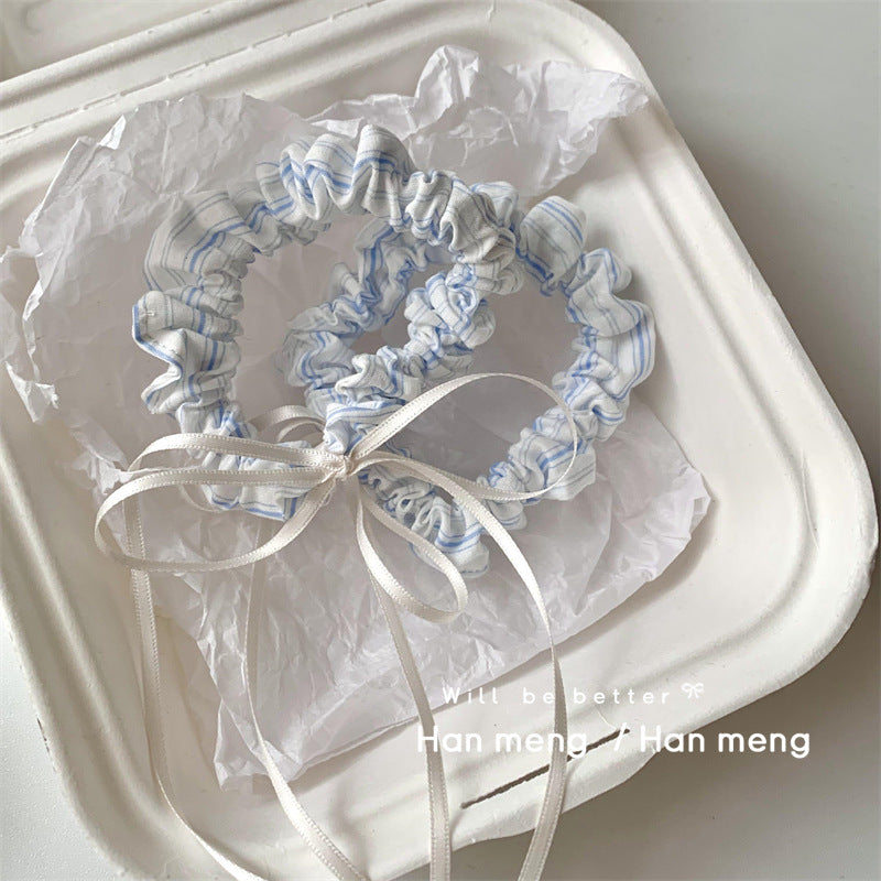 Striped Blue Ribbon Hair Set