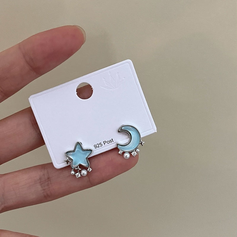 Moon Star Blue Earring
