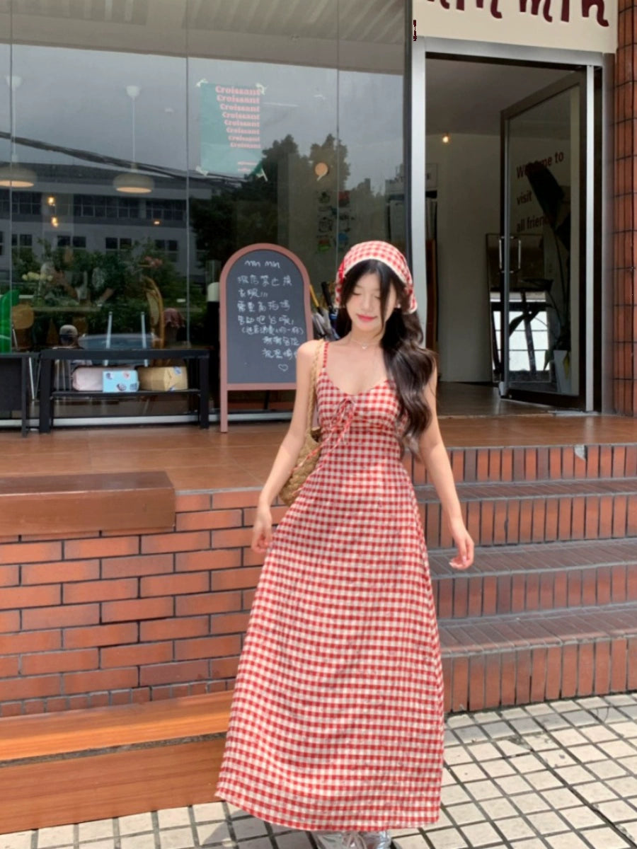 Checkered Open Back Dress