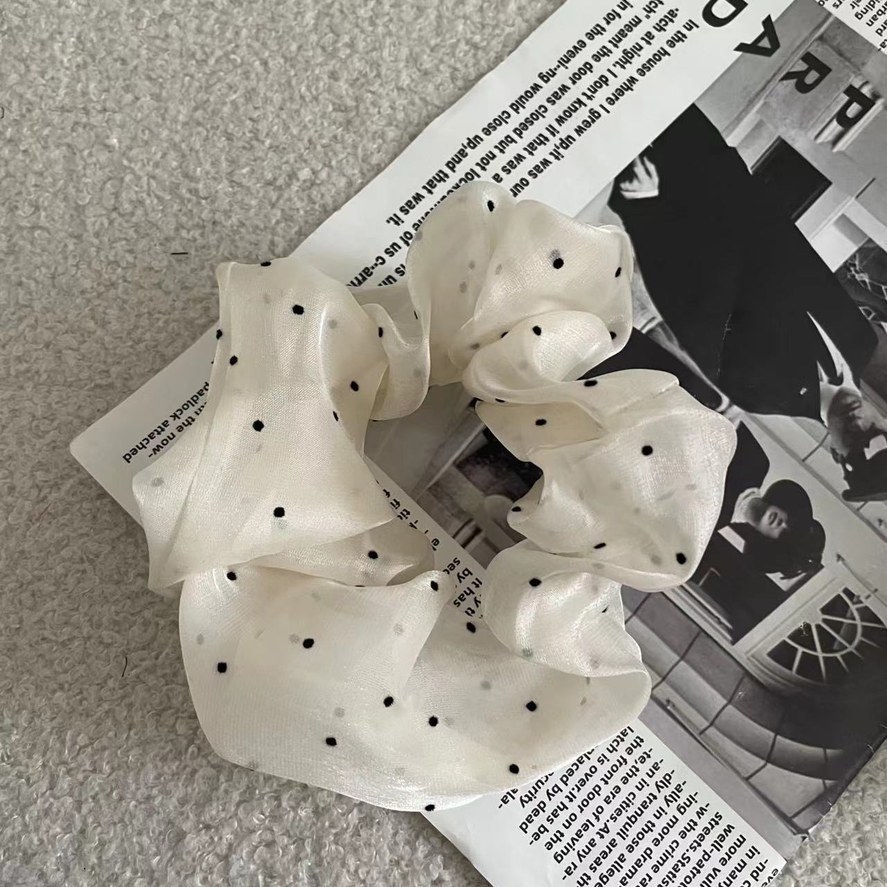 Floral Dotted Chiffon Scrunchies