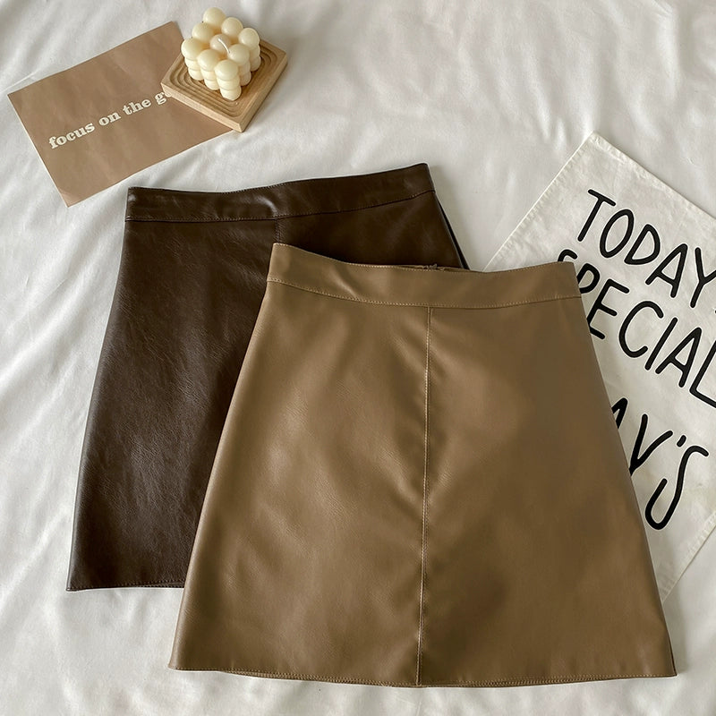 Earth Tone PU Skirt