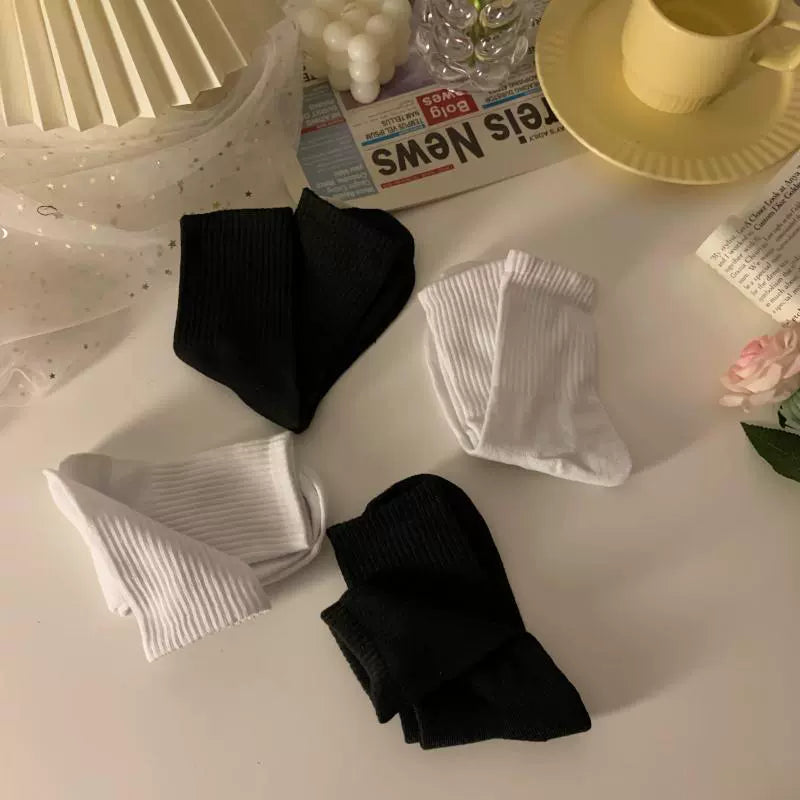 Black White Plain Socks