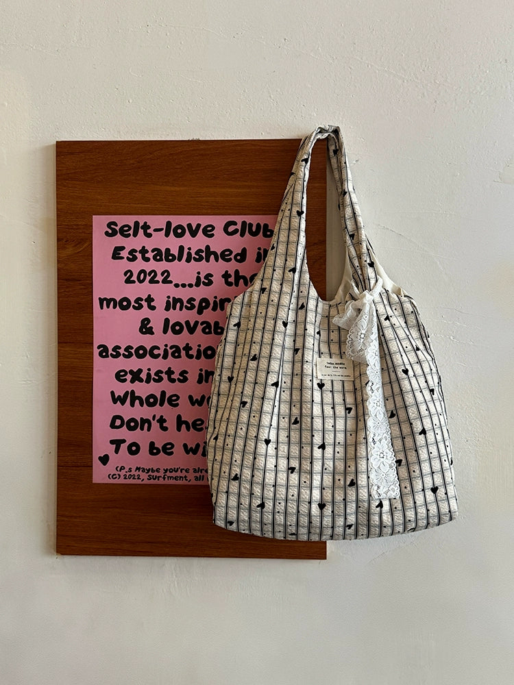 Heart Print Tote Bag