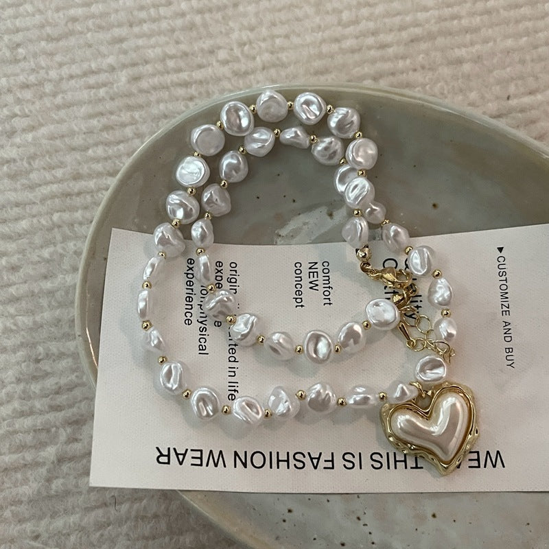 Heart Plate Pearl Necklace