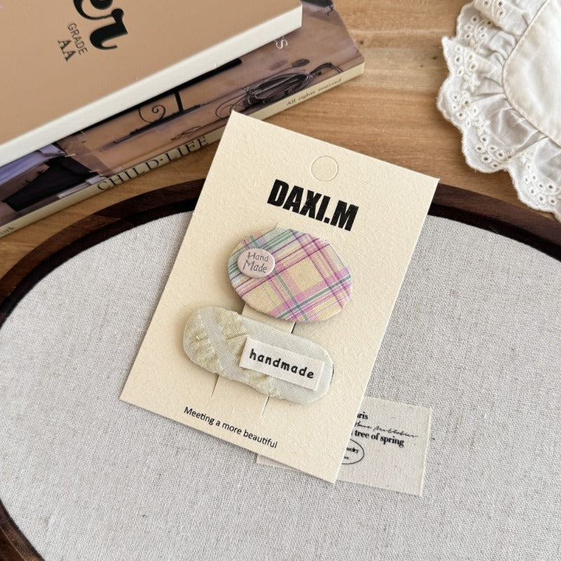 Pastel Plaid Hair Clip Set