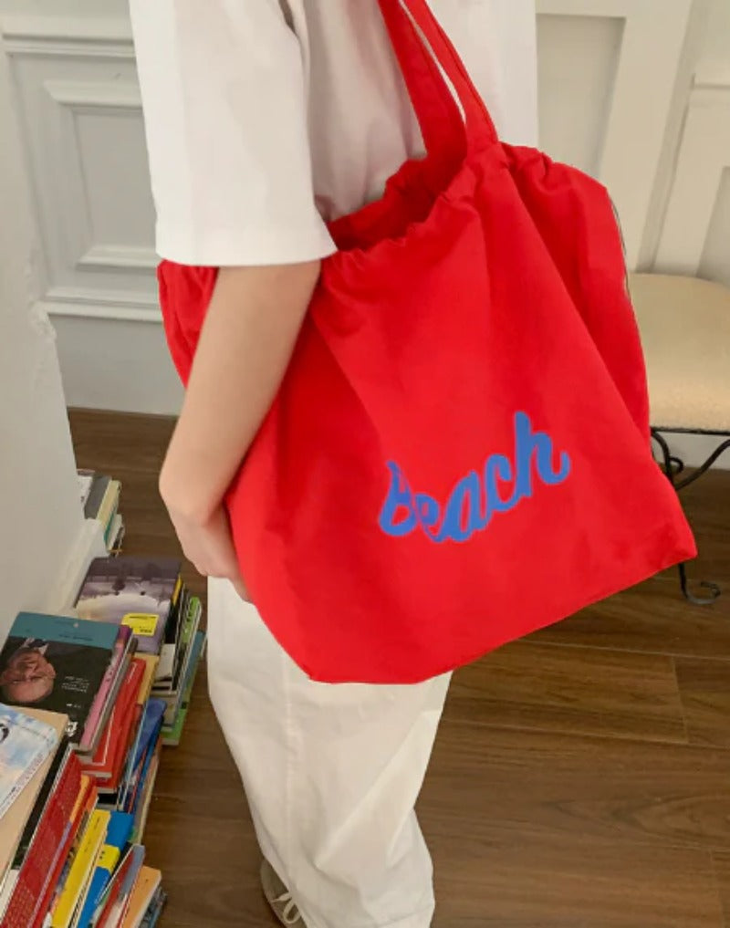 Beach Drawstring Tote Bag
