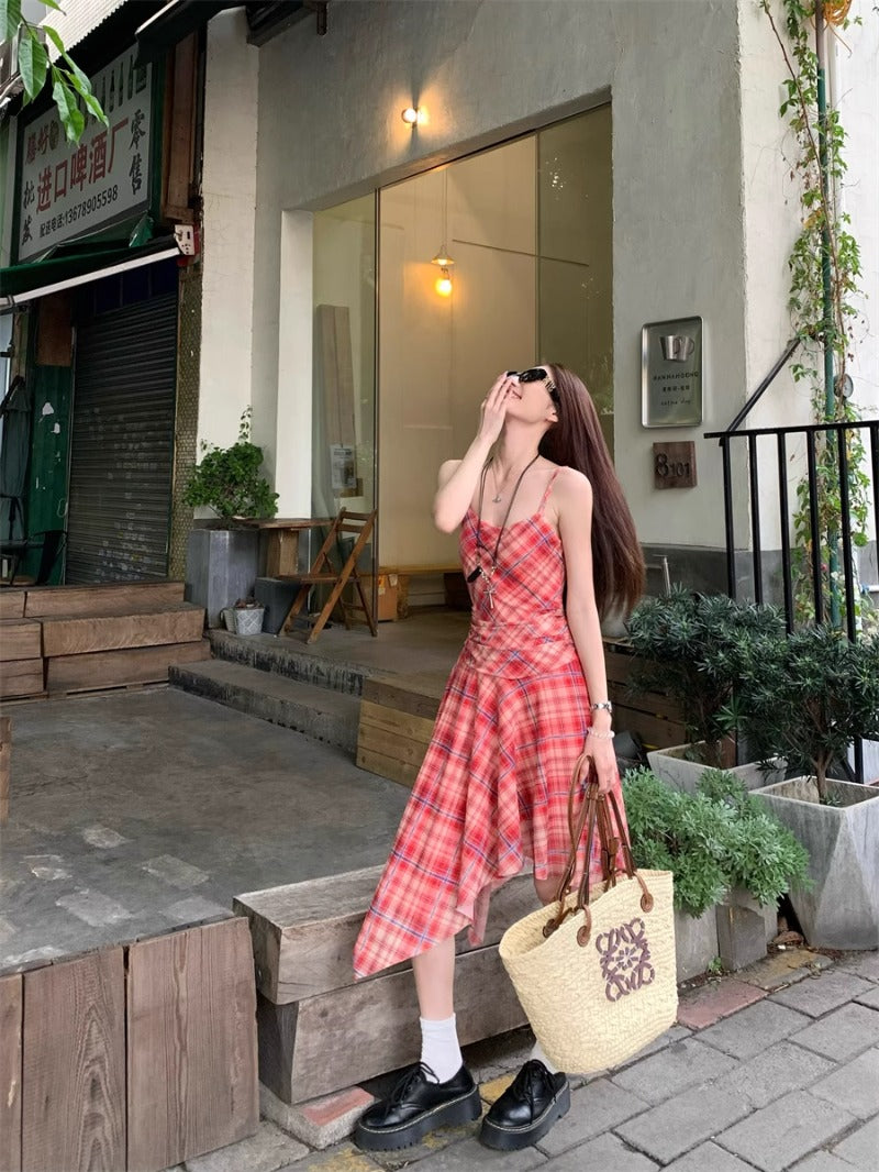 Checkered Strappy Dress Top