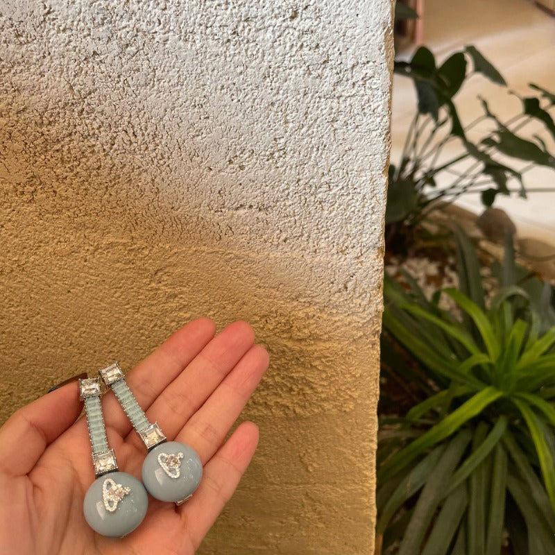Blue Crystal Planet Hair Clips