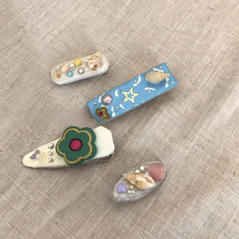 Seashell Flower Hair Clips