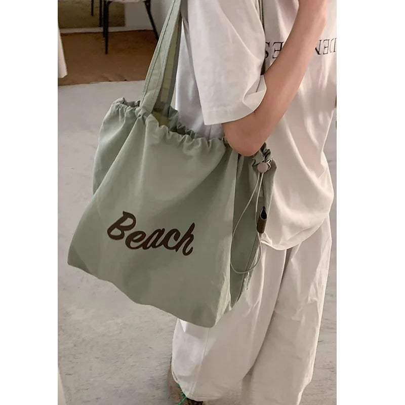 Beach Drawstring Tote Bag
