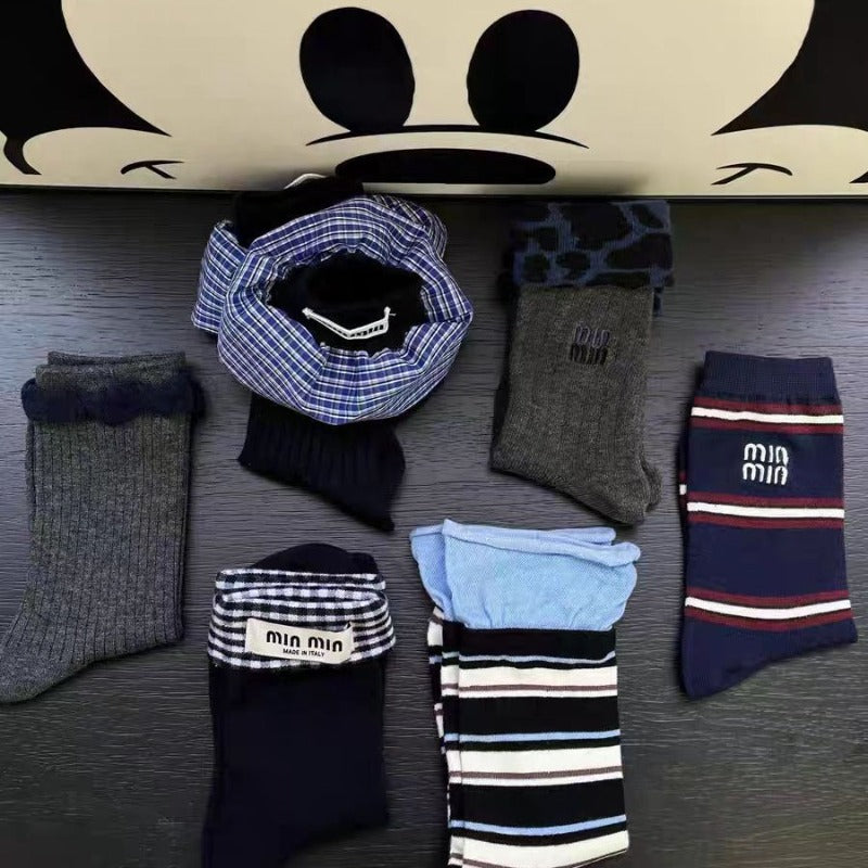 Assorted Pattern Cotton Crew Socks