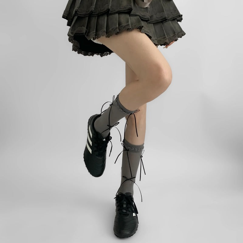 Chic Silver Laced Ballet Socks